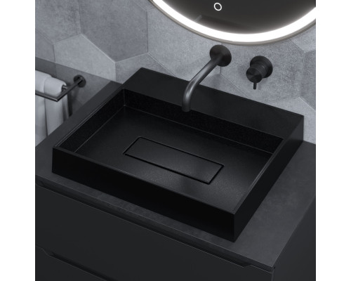 Раковина накладная кварцевая Uperwood Tanos Quartz 50 см, прямоугольная, без отверстия для смесителя, космос