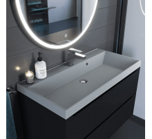 Раковина кварцевая для ванной Uperwood Classic Quartz (90 см, серая матовая, платина)