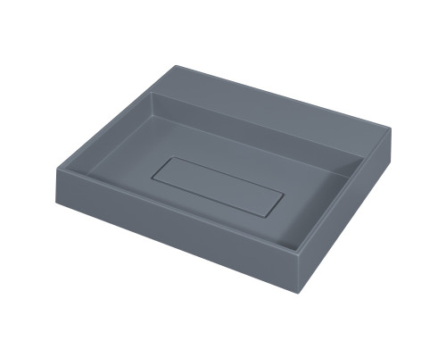 Раковина накладная кварцевая Uperwood Tanos Quartz 50 см, прямоугольная, без отверстия для смесителя, бетон