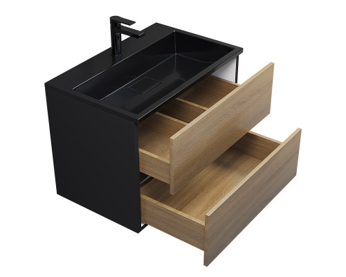 Раковина для ванной полувстраиваемая Uperwood Barsa, 70 см, черная глянцевая