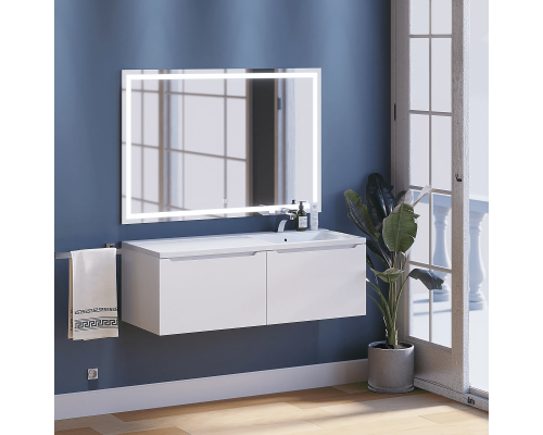 Заказать Тумба с раковиной для ванной комнаты Uperwood Tanos-Cosmos (120 см, подвесная, правая, белая) в магазине сантехники Santeh-Crystal.ru