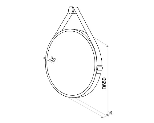 Заказать Зеркало для ванной с подсветкой Uperwood Round (65 см, LED подсветка, сенсор, коричневый ремень) в магазине сантехники Santeh-Crystal.ru