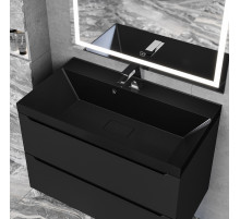 Раковина для ванной Uperwood Classic New 80 см, черная глянцевая, с накладкой для слива