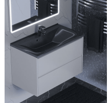 Раковина для ванной полувстраиваемая Uperwood Elen (80 см, с декоративной накладкой, черный металл)