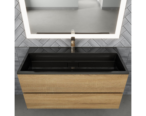 Раковина для ванной полувстраиваемая Uperwood Barsa, 100 см, черная глянцевая