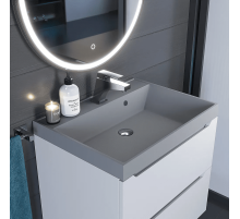 Раковина кварцевая для ванной Uperwood Classic Quartz (60 см, серая матовая, бетон)