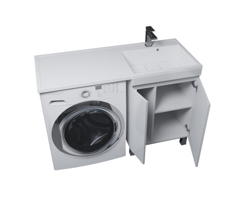 Тумба с раковиной под стиральную машину Uperwood Magenta (60/120 см, напольная, белая, с дверцами, правая)