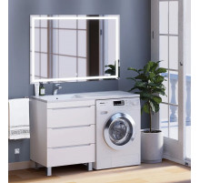 Тумба под стиральную машину Uperwood Tanos (60 см, напольная, белая, 3 ящика)