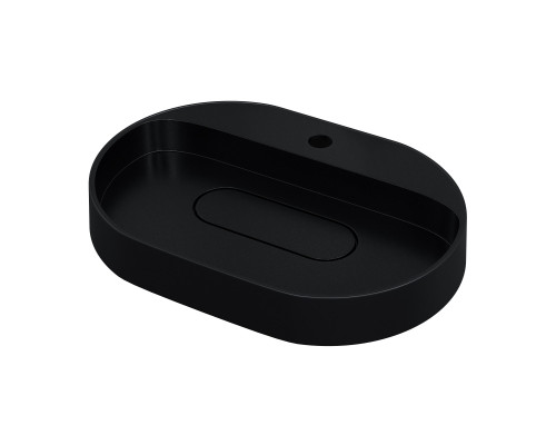 Раковина накладная кварцевая Uperwood Tanos Quartz 55х40х10 см, овальная, черная матовая, космос