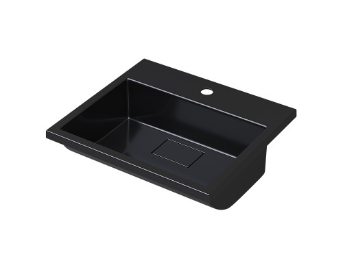 Раковина для ванной полувстраиваемая Uperwood Barsa, 50 см, черная глянцевая