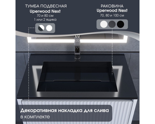 Раковина для ванной Uperwood Next Premium 80х45х13 см, черная глянцевая