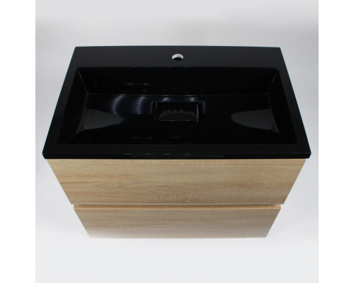 Раковина для ванной полувстраиваемая Uperwood Barsa, 70 см, черная глянцевая