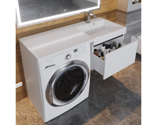 Тумба с раковиной под стиральную машину Uperwood Magenta (60/120 см, подвесная, белая/графит, выдвижной ящик, правая)