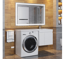 Тумба с раковиной под стиральную машину Uperwood Magenta (60/120 см, подвесная, белая, с дверцами, правая)
