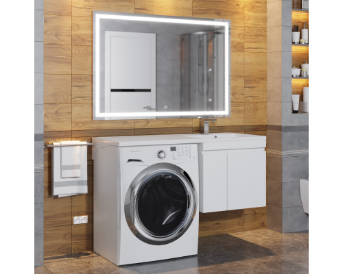 Тумба с раковиной под стиральную машину Uperwood Magenta (60/120 см, подвесная, белая, с дверцами, правая)