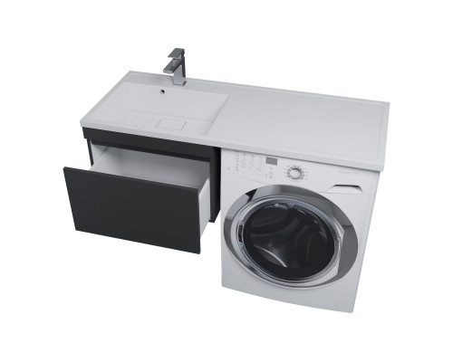Тумба с раковиной под стиральную машину Uperwood Magenta (60/120 см, подвесная, черная, выдвижной ящик, левая)