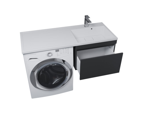 Тумба с раковиной под стиральную машину Uperwood Magenta (60/120 см, подвесная, черная, выдвижной ящик, правая)