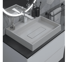 Раковина для ванной накладная кварцевая Uperwood Tanos Quartz (50 см, прямоугольная, с декоративной накладкой, жасмин)