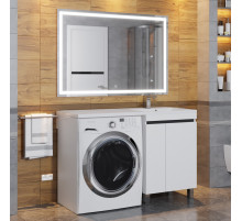 Тумба с раковиной под стиральную машину Uperwood Magenta (60/120 см, напольная, белая/графит, с дверцами, правая)