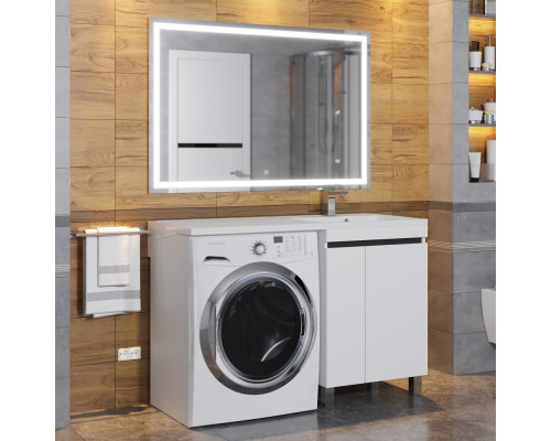 Тумба с раковиной под стиральную машину Uperwood Magenta (60/120 см, напольная, белая/графит, с дверцами, правая)