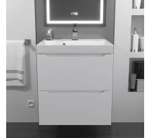 Тумба с раковиной для ванной Uperwood Tanos (50 см, подвесная, матовая, белая)