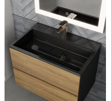 Раковина для ванной полувстраиваемая Uperwood Barsa, 70 см, черная глянцевая