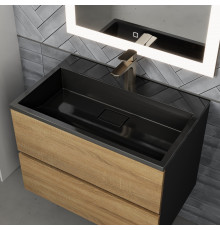 Раковина для ванной полувстраиваемая Uperwood Barsa, 70 см, черная глянцевая