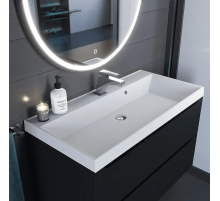 Раковина кварцевая для ванной Uperwood Classic Quartz (90 см, белая матовая, жасмин)