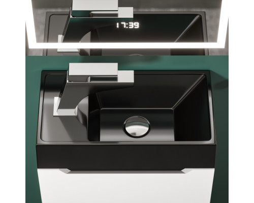 Раковина для ванной Uperwood Classic New 40 см, черная глянцевая, с накладкой для слива