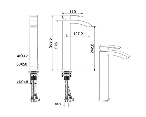 Заказать Смеситель для раковины Felice 1025 B cromo bianco 12.7x5 см в магазине сантехники Santeh-Crystal.ru