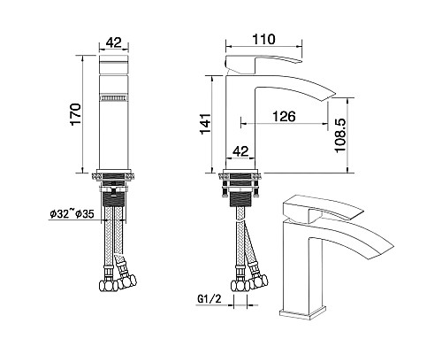 Заказать Смеситель для раковины Felice 1030 B cromo bianco в магазине сантехники Santeh-Crystal.ru