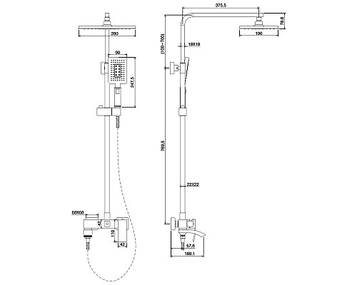 Купить Душевая система Felice 1060 B cromo bianco в магазине сантехники Santeh-Crystal.ru