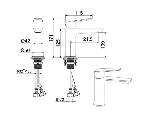 Купить Смеситель для раковины Felice 0130 cromo 12.2x5 см в магазине сантехники Santeh-Crystal.ru