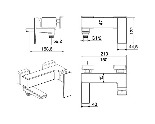 Приобрести Смеситель для ванны Felice 3040 cromo 15.9x21 см в магазине сантехники Santeh-Crystal.ru