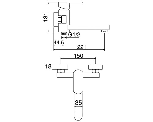 Заказать Смеситель для ванны Felice 6040 cromo 22.1x21 см в магазине сантехники Santeh-Crystal.ru