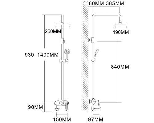 Купить Душевая система Felice 9060 nero lucido в магазине сантехники Santeh-Crystal.ru