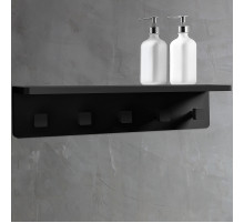 Вешалка для полотенец Abber Stein AS1651MB с полкой Черная матовая