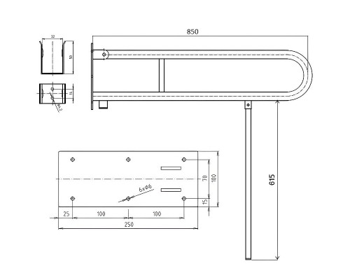 Приобрести Поручень Bemeta Help 301606321N Хром глянцевый в магазине сантехники Santeh-Crystal.ru
