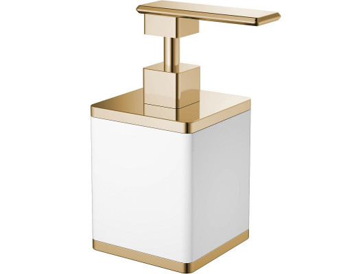 Купить Дозатор для жидкого мыла Boheme 10969-W-G Белый Золото в магазине сантехники Santeh-Crystal.ru