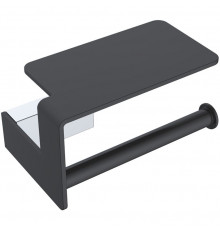 Держатель туалетной бумаги Boheme Q 10941-CR-B с полочкой Черный Хром