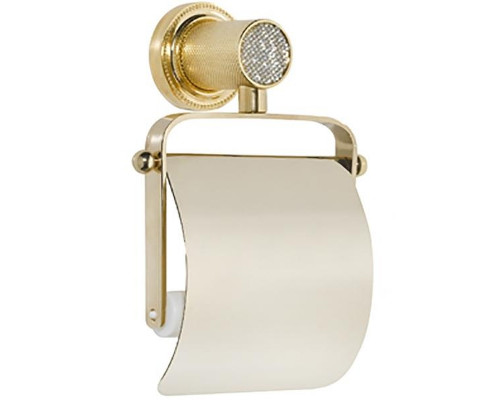 Держатель туалетной бумаги Boheme Royal Cristal 10921-G с крышкой Золото