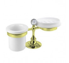 Стакан и мыльница Cezares OLIMP-STT-03/24-Sw Золото Белая