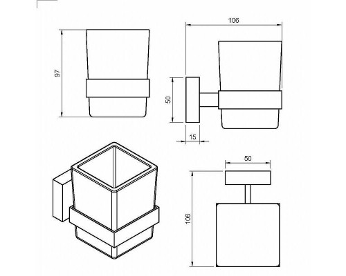 Стакан для зубных щеток Cezares Prizma PRIZMA-TUMS-03/24 Золото 24 карат