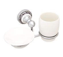 Стакан для зубных щеток с мыльницей Fixsen Bogema FX-78506+08 Хром Белый