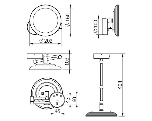 Косметическое зеркало Kludi Vela R 58995N2W с подсветкой цвет Оружейная сталь брашированная