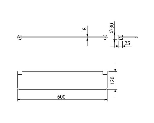 Стеклянная полка Kludi Vela R 5897339 Черная матовая
