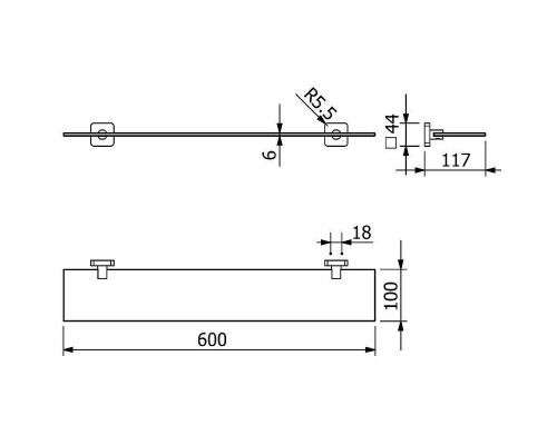 Стеклянная полка Kludi Vela S 2597305 Хром