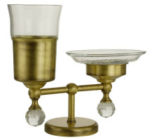 Стакан для зубных щеток с мыльницей Migliore Amerida 16572 Бронза с кристаллами Swarovski