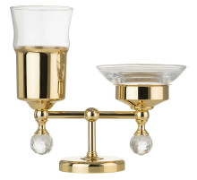 Стакан для зубных щеток с мыльницей Migliore Amerida 16609 Золото с кристаллами Swarovski