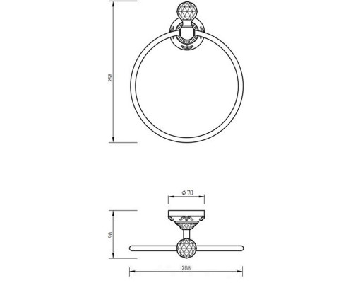 Купить Кольцо для полотенец Migliore Cristalia 16805 Хром с кристаллом Swarovski в магазине сантехники Santeh-Crystal.ru